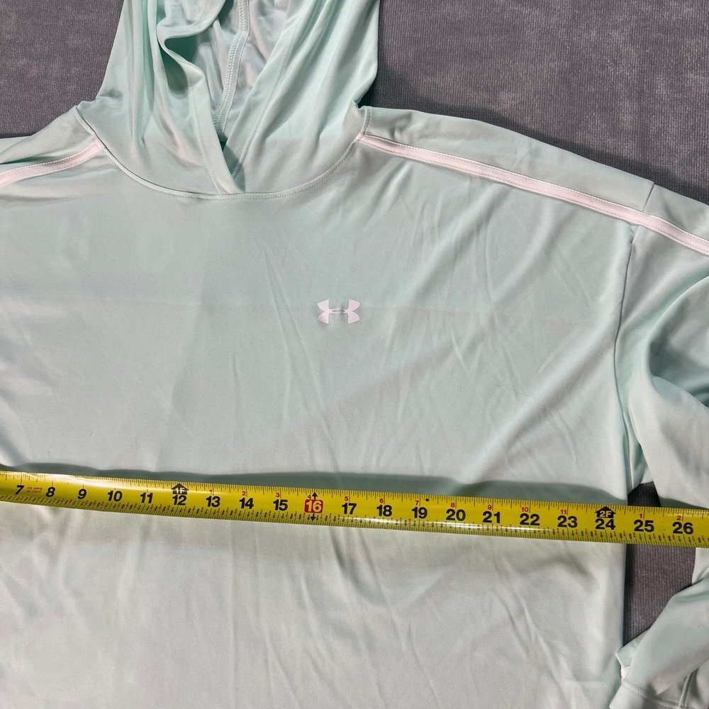 Under Armour HeatGear Mint Green Loose Fit Hooded Long Sleeve Shirt Womens XXL - Picture 4 of 8